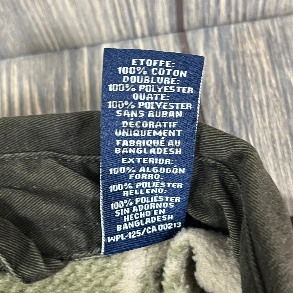 Chaps Shacket Men L Green Fleece Lined Cotton Canvas Workwear Chore Jacket